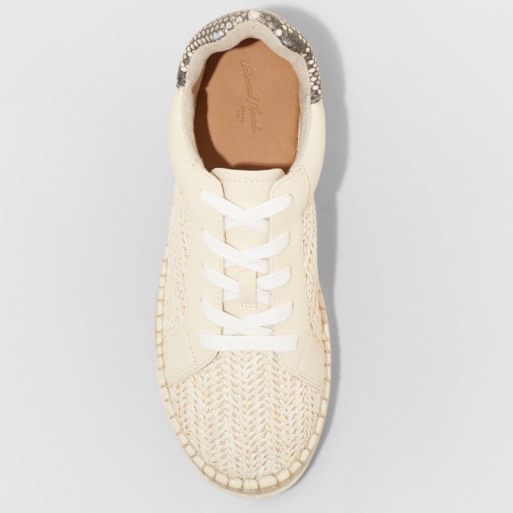 SNEAKERS Sz 8.5 Espadrille Boho Wicker Look Cream - Picture 4 of 15